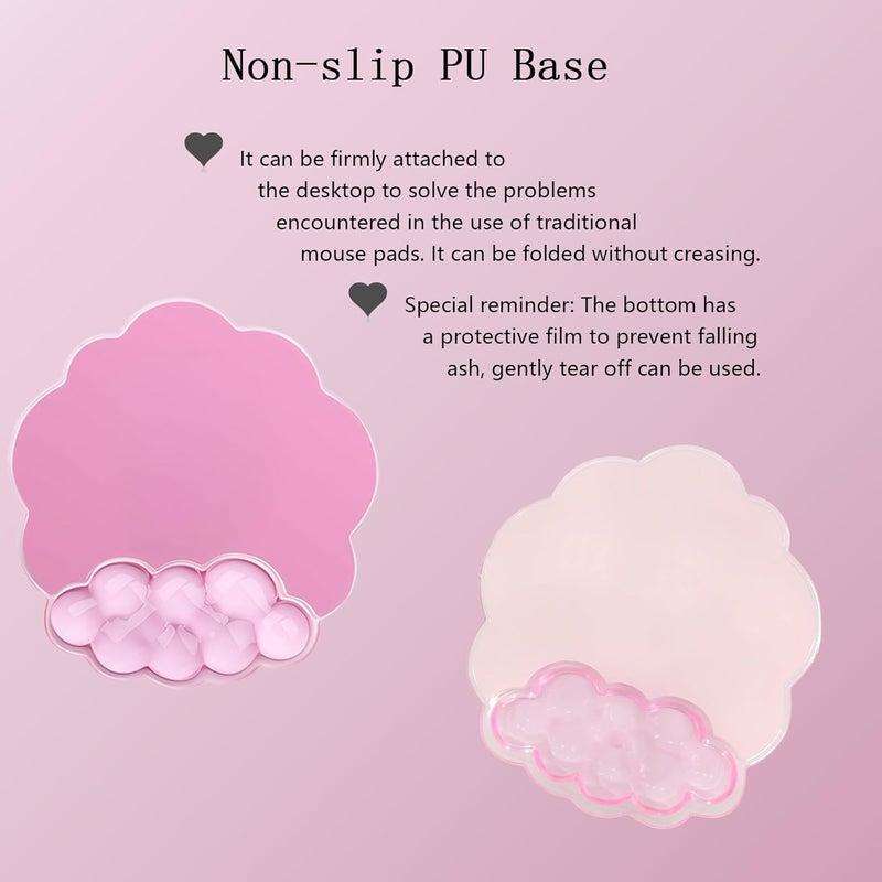 WFCYGL Gel Cloud Wrist Rest Keyboard Clear Pink Mouse Pad with Wrist Rest Set 3PCS Ergonomic Cool Keyboard Wrist Pad Cute Acrylic Coaster Non-Slip Base Cute Transparent Mouse Wrist Pad Support for Computer - Image 3